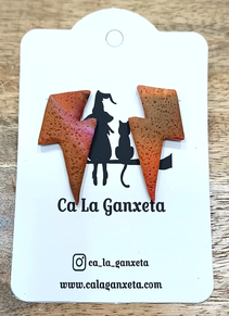 PENDIENTES ARCILLA RAYO JASPEADO NARANJA