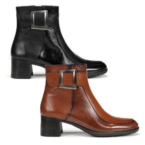 Botín hebilla piel y charol