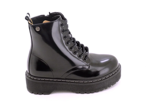 DINA BOTA MILITAR BRILLO CON CORDONES Y PISO DOBLE