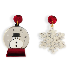Pendientes copo de nieve y bola de navidad