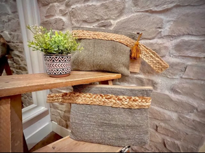 BOLSO MANO MUJER ALGODÓN / YUTE RODAS CAQUI 27x20CM FOIMPEX