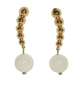 Pendientes bolitas con cuarzo blanco