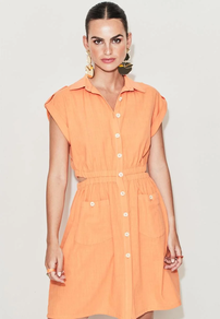 Vestido camisero lino NARANJA