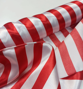 Inauterietako satinezko oihala - marra zuri-gorriak (5 m)