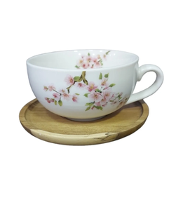 taza con plato acacia rosa