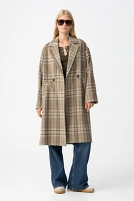Abrigo paño cuadros mujer