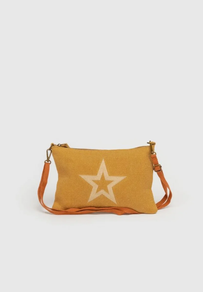 BOLSO BANDOLERA ESTRELLA MOSTAZA 26x18CM