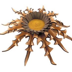 Eguzkilore larruzko ate-apaingarriak kolore naturala horia konbinatua