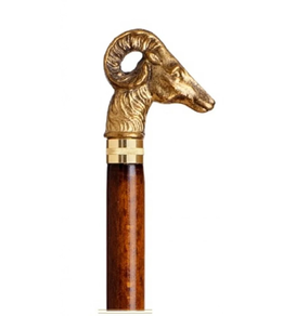 Bastón cabeza carnero en bronce lacado