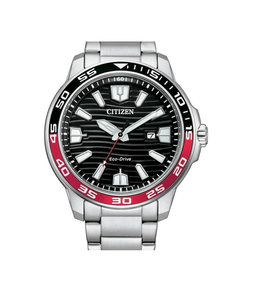 Reloj CITIZEN Acero Bisel Negro y Rojo