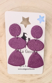 PENDIENTES ARCILLA TRIO FORMAS BORGOÑA GALAXY