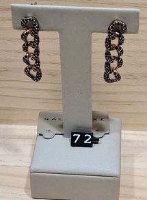 Pendientes de plata rosa con circonitas negras