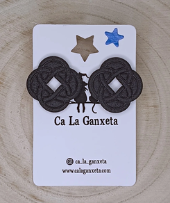 PENDIENTES ARCILLA ROSETA NEGRO