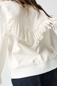 Sudadera cruda con flecos en la espalda de de mujer de Tiffosi