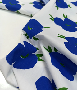 Tela de algodón floral-flores azules (5 m)