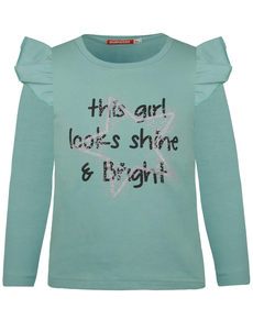 CAMISETA NIÑA M/L TURQUESA CON VOLANTES ENERGIERS