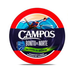 Conserva de BONITO DEL NORTE MSC EN ACEITE DE OLIVA 900 GR  CAMPOS - PACK DE 6 LATAS