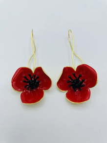 Pendientes amapola roja