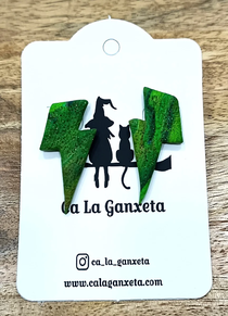 PENDIENTES ARCILLA RAYO JASPEADO VERDE