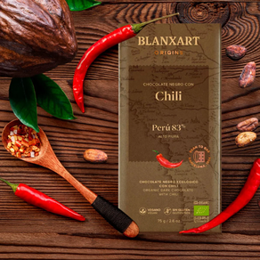 Chocolate Negro 83% Perú con Chili, BLANXART (ecológico)