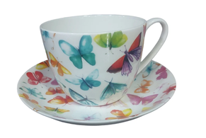 taza con plata mariposas