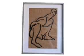 Arkatzez eta tinta txinatarrez egindako marrazkia, markoztatuta.