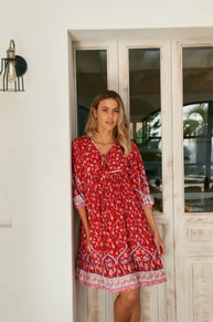 VESTIDO ROJO CORTO BOHO