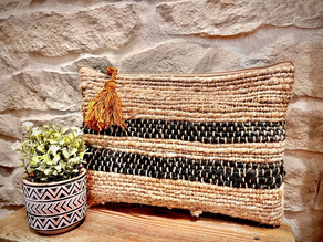 BOLSO DE MANO MUJER DE YUTE RAYA HORIZONTAL 26x21CM FOIMPEX