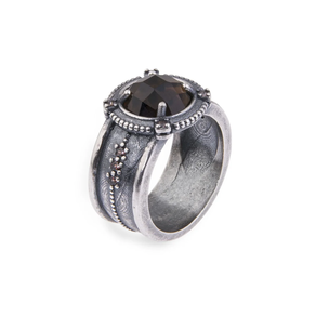 Anillo con cuarzo fumé de Plata de Palo WR067X