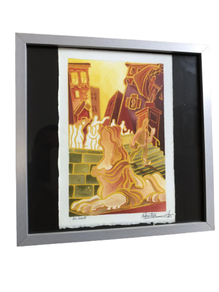 Segovia hiriburuko alde zaharreko Esfingera begira dagoen akuarela.