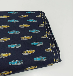 Tela de algodón infantil-Coches retro (1 m)