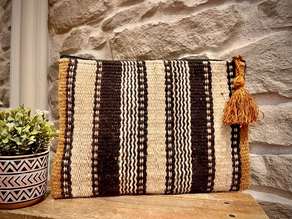 BOLSO DE MANO MUJER DE YUTE SAHARA 26x21CM RAYA VERTICAL FOIMPEX