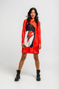 Vestido mini rojo de estampado Bowie - We can be Heroes