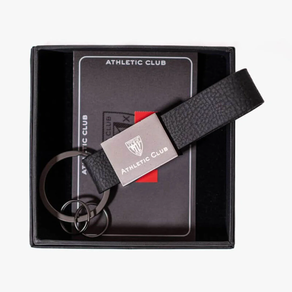 Llavero Athletic Club Acero y Piel Negro