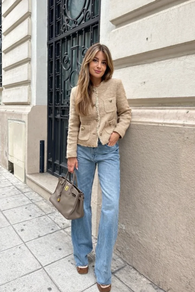 Chaqueta Tweed camel