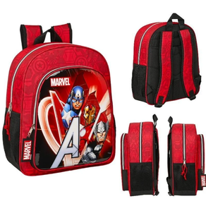 Mochila Escolar The Avengers Infinity Negro Rojo 32 X 38 X 12 cm. Adaptable a carro
