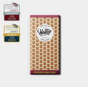 Chocolate blanco con pistachos caramelizados Kaitxo (tableta 70 gr)