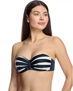 Top de bikini marca ORY con diseño bandeau y estampado de rayas