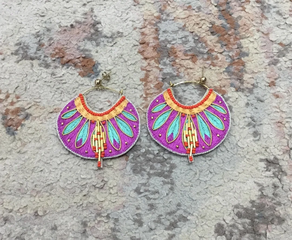 Pendientes de seda y piel