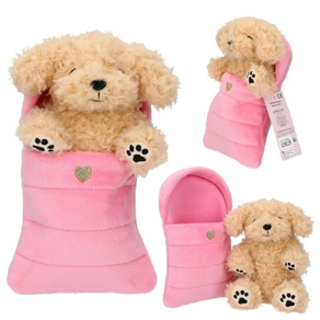 Perros  de peluche TOPModel en saco de dormir rosa