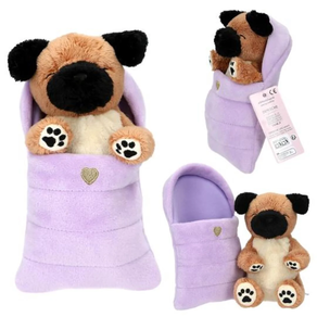 Perros de peluche TOPModel en saco de dormir morado
