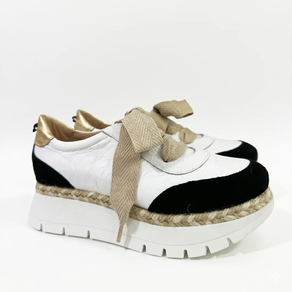 Zapatillas de Plataforma Jose Saenz en Piel con Detalle de Yute