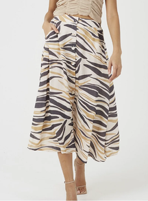 Falda larga botones estampada