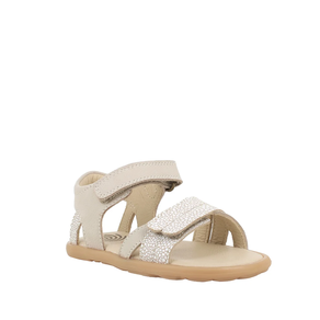 Sandalia para niña beige y blanco con velcro tallas 24-29