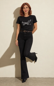 Jeans Faja Campana Negro